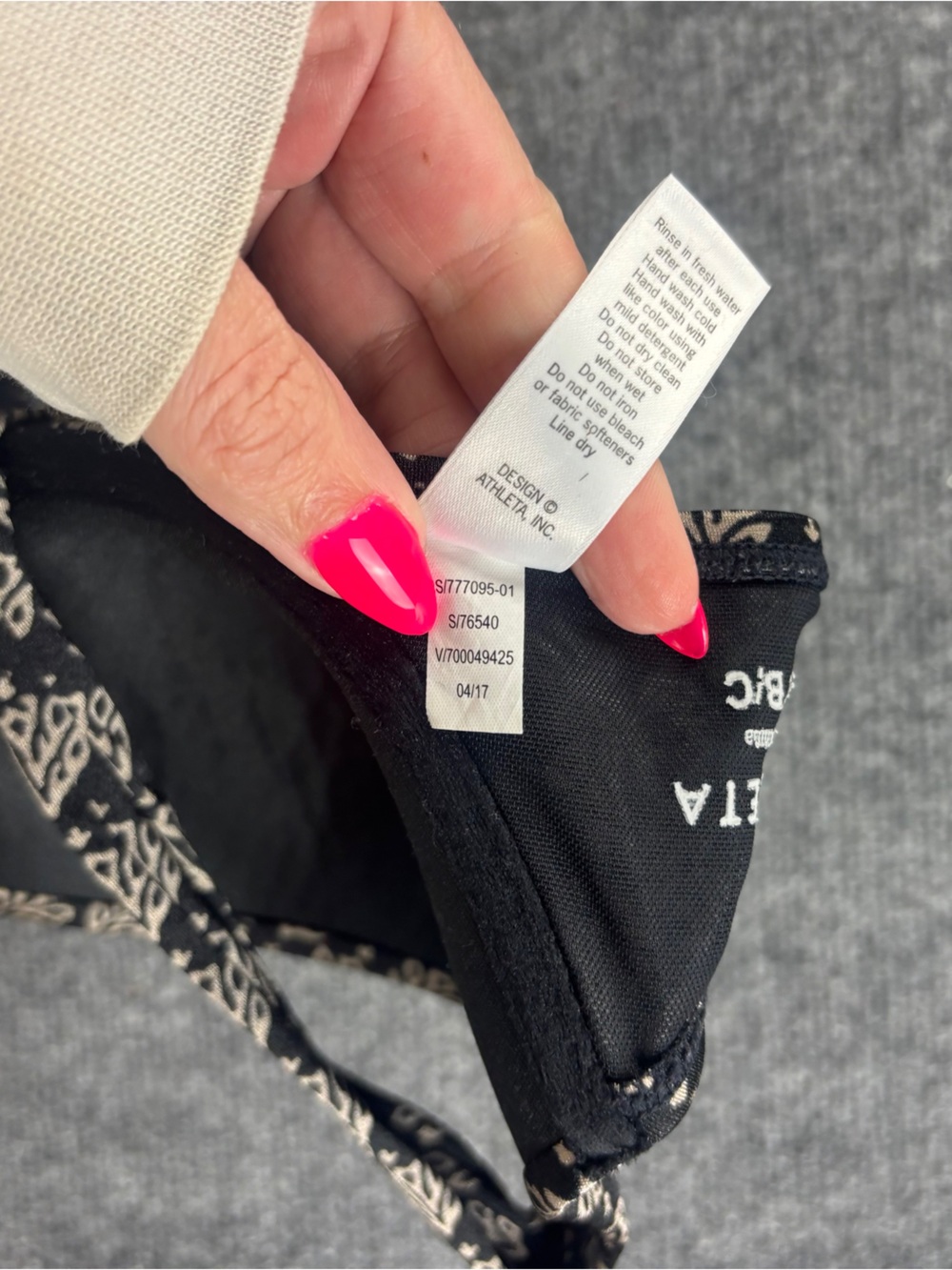 ATHLETA Womens Black/Tan Aqualuxe Print Underwire Front Twist Bikini Top- 38 B/C - Picture 6 of 6